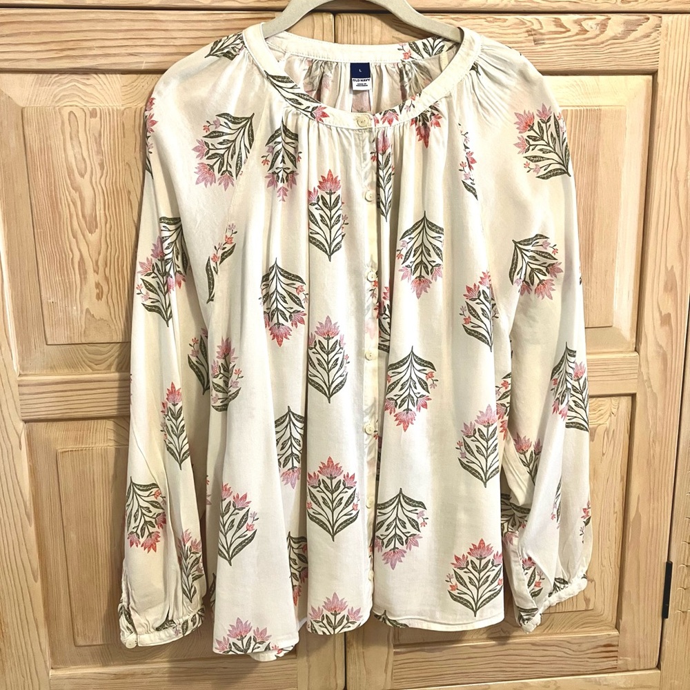 Floral Boho Blouse Old Navy Cottagecore Peasant Blouse Boho Prairie Cotton